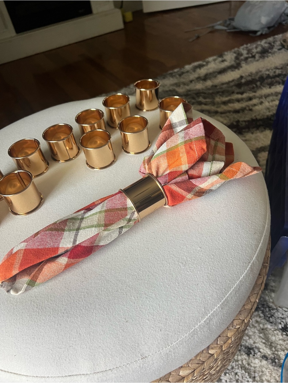 Gold Metal Napkin Ring Holder - Set of 12